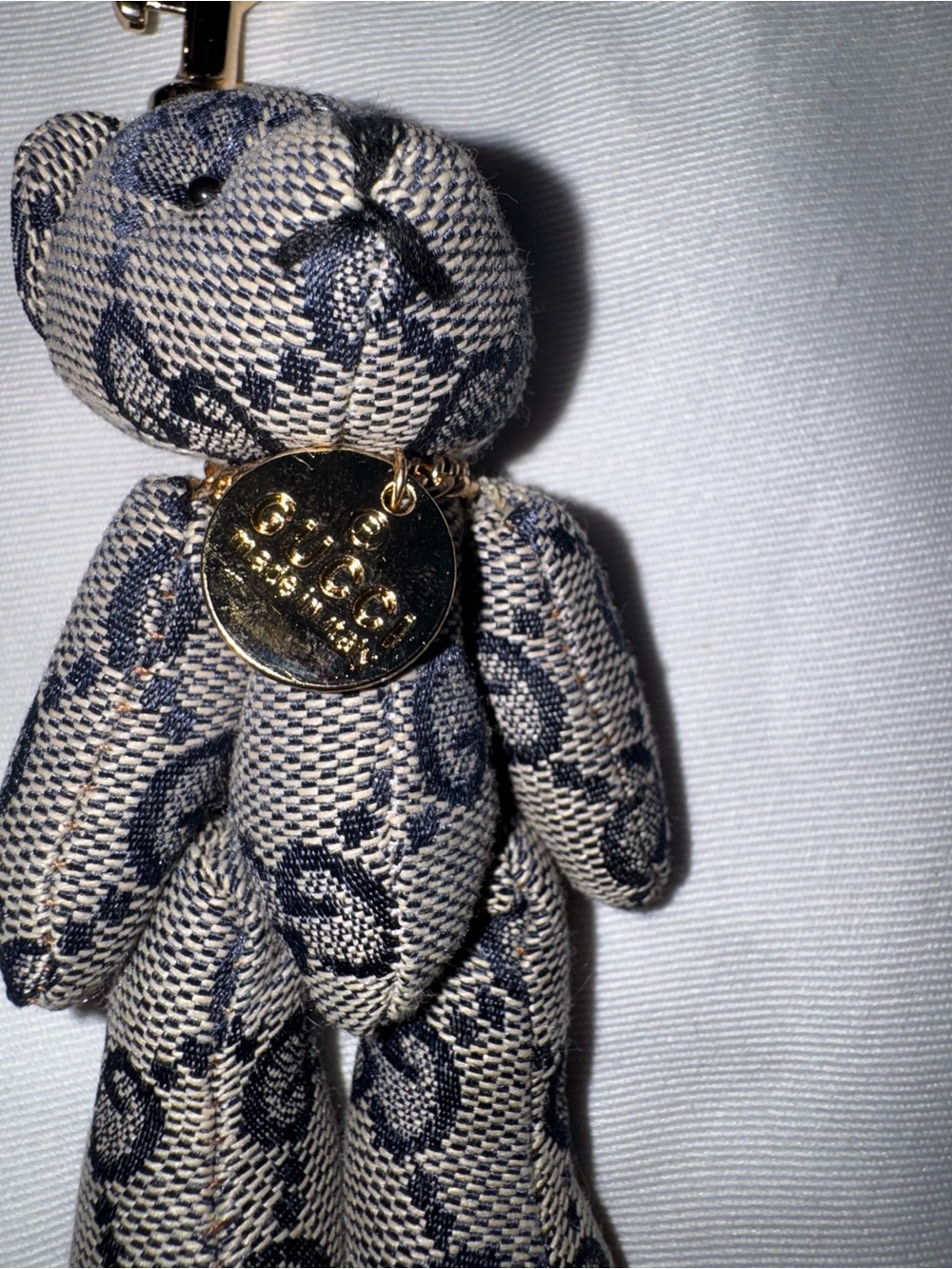 Gucci Navy & Beige Teddy Bear Keychain - Designer Charm - Picture 6 of 8